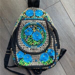 Embroidered Floral Backpack